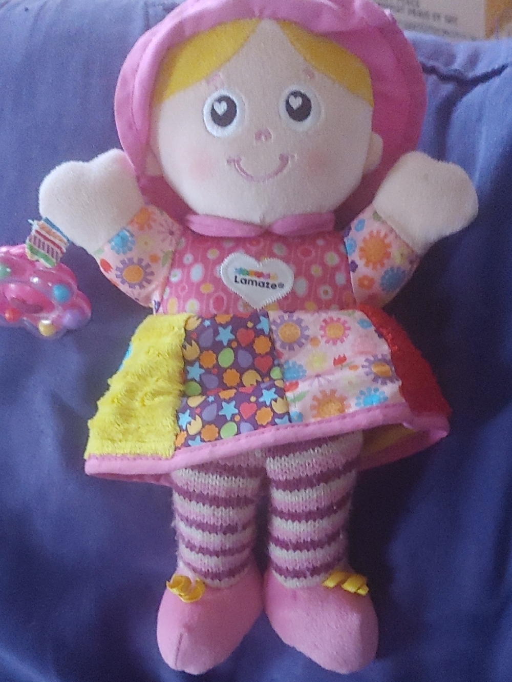 Lamaze Pink Patchwork Plush Doll with Multicolor Skirt